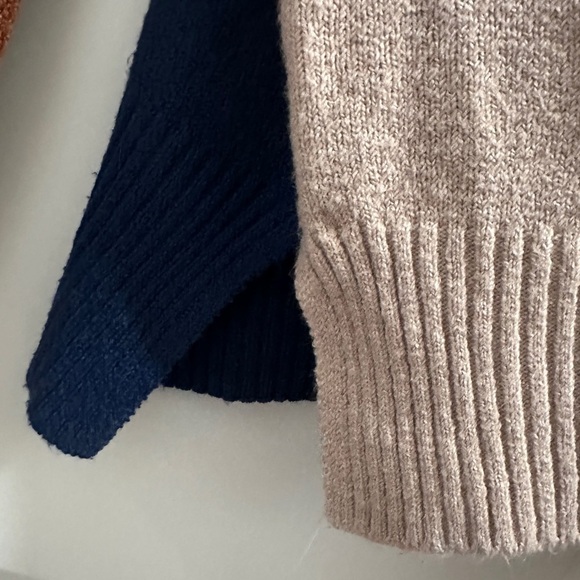 Time and Tru Color Block Crewneck Sweater Women’s Size XXXL Tan Blue Winter - Picture 9 of 16